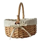 Weidenkorb, Weidenkorb, Aufbewahrungskorb mit Griff für Spielzeug, Picknick, Obst, Gemüse, Raumorganisator, 20 x 17 cm