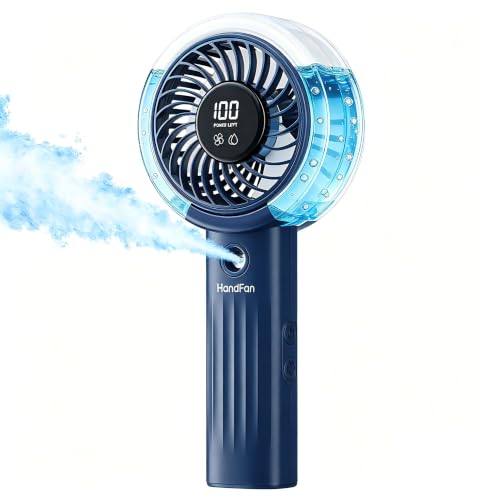 HandFan Upgraded Misting Fan with LED Display – Extreme Cooling Portable Handheld Fan with Water Mist Spray, 50% Stronger Airflow & Quieter, USB Rechargeable for Travel/Park/Disney/Beach/Concert/Game