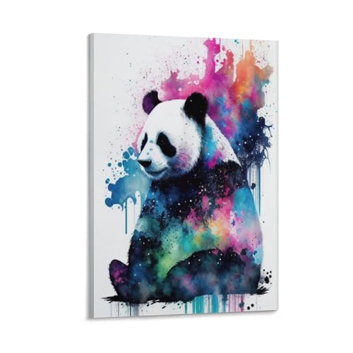 Poster aquarelle panda portrait sur toile haut de gamme 40 x 60 cm