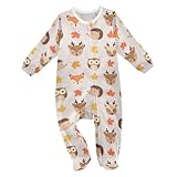 Emelivor Deer Maple Fox Newborn Baby One-Piece Sleepers Long Sleeve Footed Pjs for Boys Girls