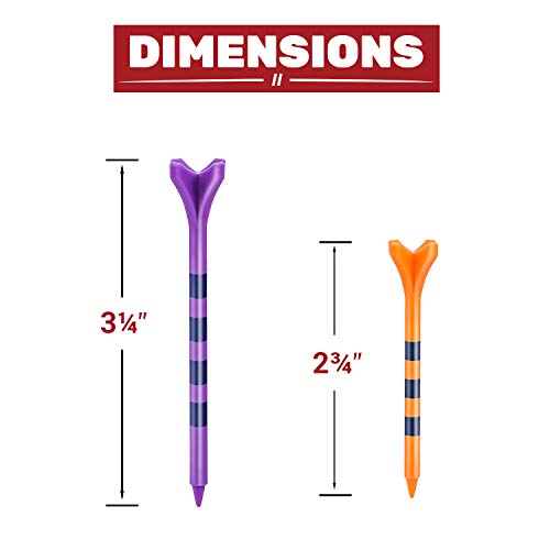 Eagle Work Plastic Golf Tees, Pack Of 100(3-1/4'' & 2-3/4'') 4 Prongs Golf Tees, More Durable And Stable, Reduces Friction & Side Spin Plastic Tees #TOP4