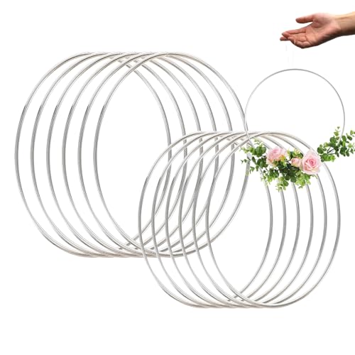 Anelli in Metallo Bianchi, 12 Pezzi (15/20cm) per Acchiappasogni e Ghirlande Nuziali