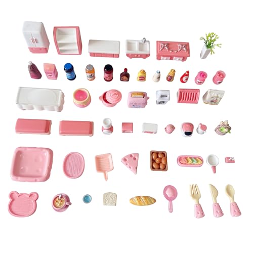 SIX VANKA 30pcs Miniature Kitchen Furniture Accessories Decor for Kids DIY Dollhouse Pretend Play Cooking Food