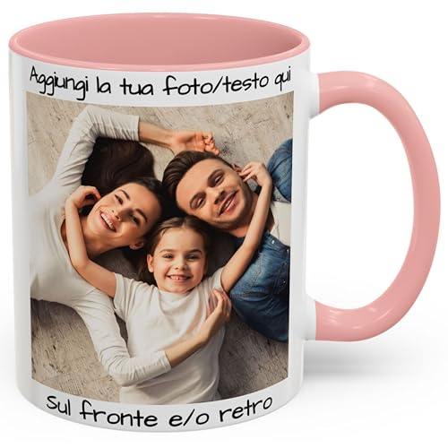 Tazza personalizzata con immagine o testo dei tuoi caricamenti, tazza personalizzata, tazza in ceramica adatta al microonde e alla lavastoviglie, 325 ml