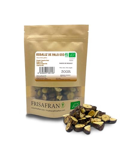FRISAFRAN - Regaliz de palo SECO Corte cubico | Regaliz | Gin tonic | Regaliz de palo | Palos de regaliz | Raíz de regaliz | cultivado en Navarra - 30g