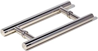 18 Inch Back-to-Back Modern Stainless Steel Front Door Handles Chrome Mirror Polished Finish, Contemporary Push Pull Barn Door Handle Set Gate Handle Pulls Hardware Sliding Doors, Round Shape Bar