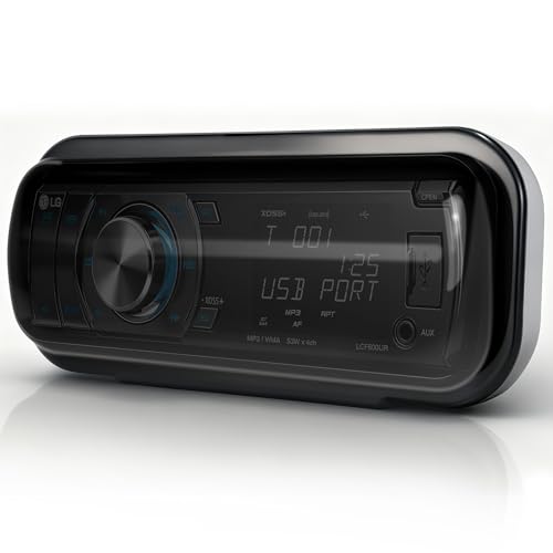 Herdio Water-Resistant Marine Stereo Cover - Smoke-Tinted Heavy-Duty Boat Radio Protector with Flip-Up Door, Spring-Activated Release, and Included Mounting Gasket White