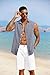 COOFANDY Men's Cotton Linen Tank Top Shirts Sleeveless Button Down Shirts Cool Sleeveless Shirts Dark Blue Grey