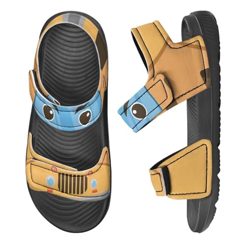 Forchrinse Toddler School Bus Sandals Boys Size 6 Athletic Sandals Waterproof Leather Beach Water Shoes Lightweight Open Toe Sandal for Outdoor Travel School