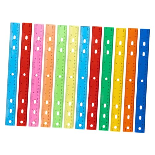 NUOLUX 12個 学生向けプラスチック定規 両面センチ 目盛り付き 軽量コンパクトで持ち運び便利 高強スケールで耐久性抜群 測量 製図 デザイ