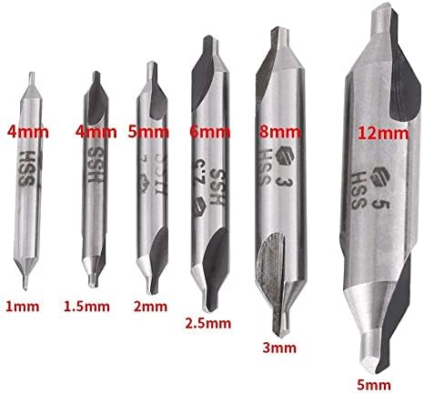 6pcs 1/1.5/2/2.5/3/5mm 60 Degree Triton Stainless HSS Center Drill Bit Set Lathe Mill Combined Centre Drill Countersink for Metal