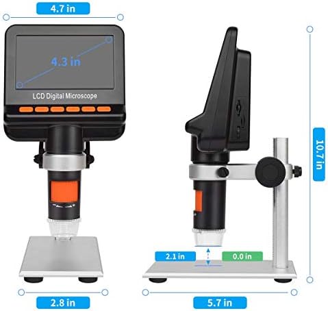 12MP LCD Digital Microscope with Polarizer, Topnisus HD Output 1200x Magnification USB Microscope for SMD Soldering Work Jewelers Coins Collectio