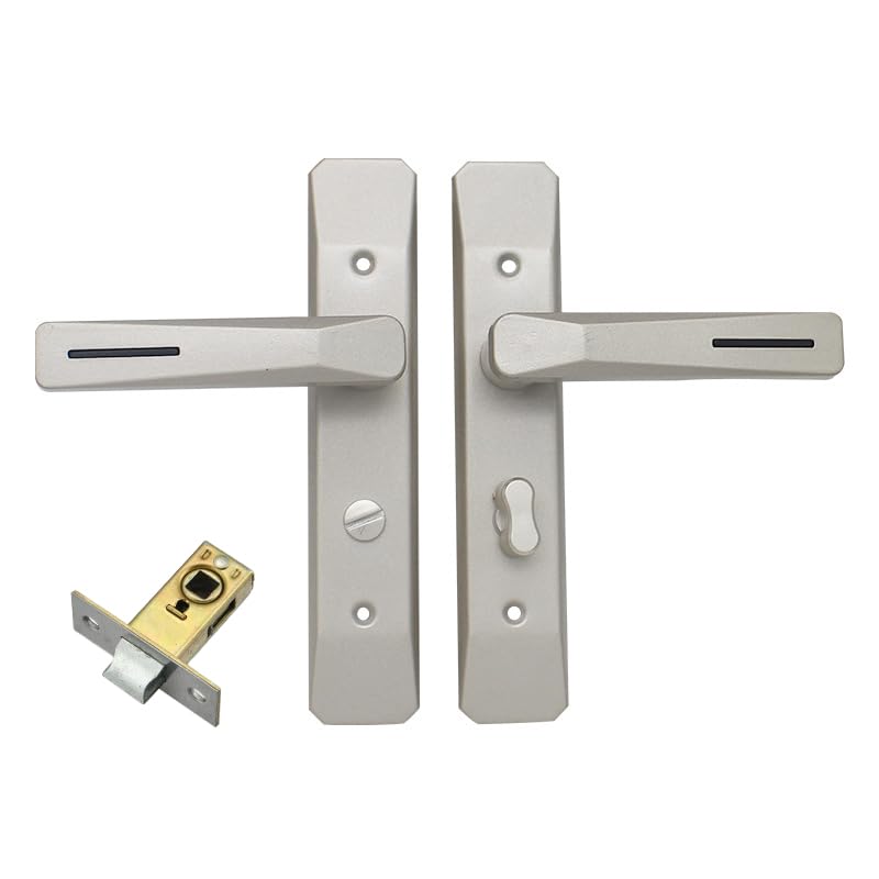 TA-VIGOR Victorian Scroll Lever Latch Door Handles, Privacy Door Handle Set with 35mm Flat Tongue Mortise Lock, Silver Lever Latch Door Handles for Bathroom Bedroom Internal Wooden Doors [1 Pair]