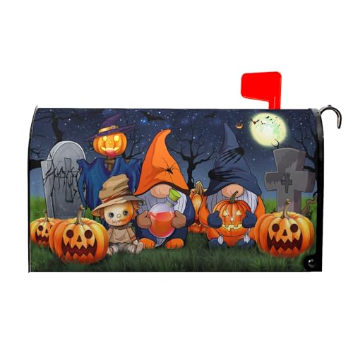 Image of Happy Halloween Gnome Magnetic Mailbox Cover - Large Size 25.5x21 Inch Fall Holiday Wraps for Home Garden Yard Outdoor Decor