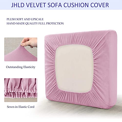 Housse de coussin en velours canapé extensible anti-glisse rose pour fauteuil - 5