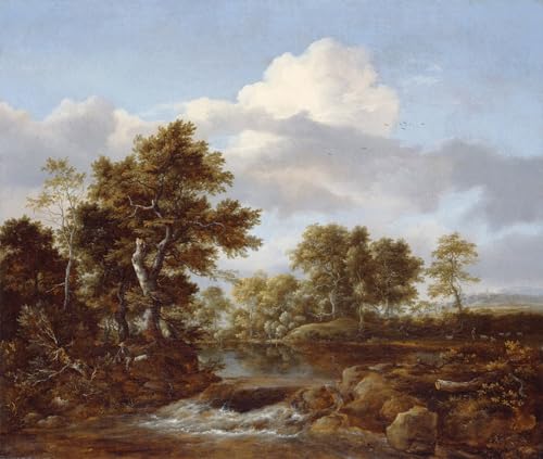 Tableau Jacob Van Ruisdael paysage boisé ruisseau 60x90cm