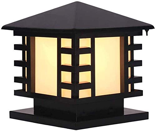 DULG IP65 wasserdichte Chinesische schwarze Säule Licht Außen Säule Lampe Nichtrostender japanische Edelstahl-Garten-Terrasse Landschaft Pfosten Lampe Zaun Pollerleuchte Platz Mattglas-Außen Pedestal Cover
