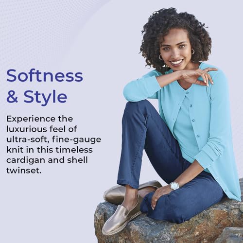 Caroline Cardigan and Shell Twinset | Women’s Button Down Sweater and Tank Top Set | Soft Knit | Long Sleeve3