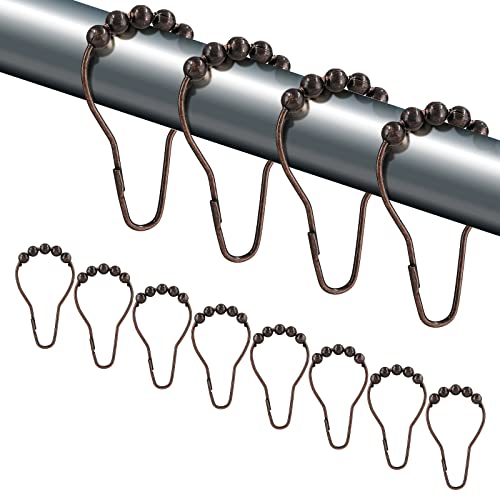 Phituoda Shower Curtain Hooks Rust Proof, Set Of 12 Bronze Rolling Balls Shower Curtain Rings, Shower Hooks For Shower Curtain Liner And Shower Rod #TOP24