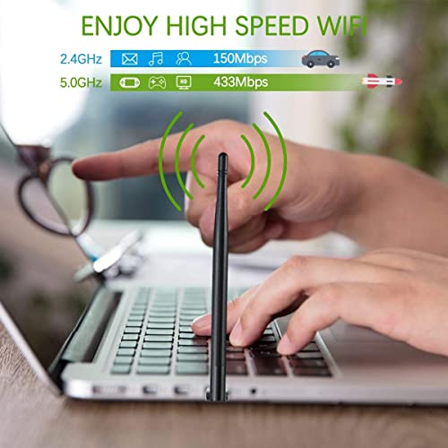 Image of VNJ WiFi USB Bluetooth Adapter with Antenna, 600Mbps Dual Band 2.4 /5Ghz, 2 in 1 WiFi Bluetooth4.2 Adapter Wireless Network External Receiver, Network Dongle for PC /Laptop /Desktop