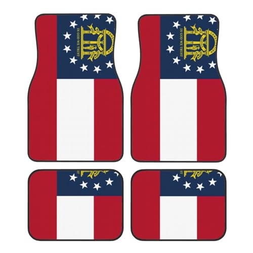 Teppichmatten-Set mit Georgia-Flaggen-Druck, Premium-Qualität, Teppich-Fußmatten für Autos, Autozubehör