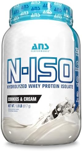 ANS Performance 100% Pure Hydrolyzed Whey Isolate Protein + BCAAs - 25g of Protein - Peanut Free, Gluten Free, Zero Lactose (Cookies & Cream, 1.8 lb)