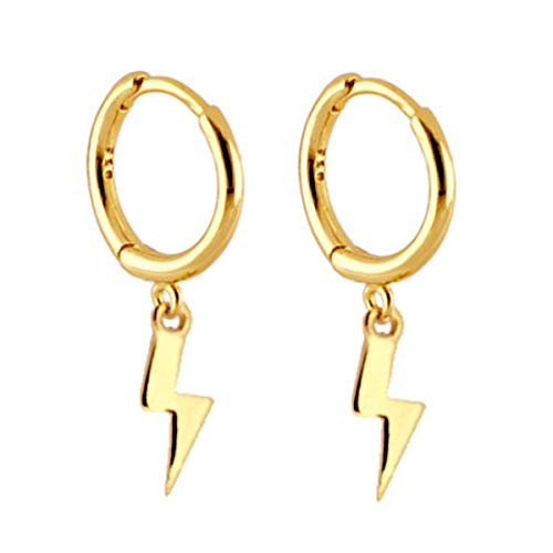 Iyé Biyé Jewels - Pendientes aros lisos 11 mm Rayo Mujer niña plata de ley 925 Bañada Oro Amarillo Cierre Clip