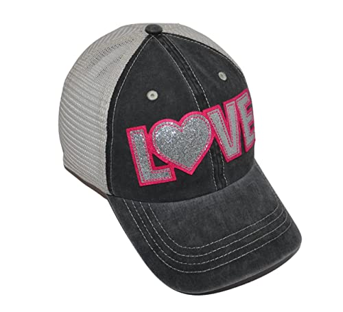 Love Cap For Women And Girls, Trendy Trucker Hat, Bling Baseball Caps With Words, Love Heart Hats, Adjustable One Size #TOP1