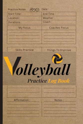 Volleyball Practice Log Book