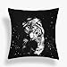 Rounuo Fodere per Cuscini Decorative Tiger Federe Copricuscini Stampati Arte Cartone Copricuscino Primavera per Divano Sedia Letto Soggiorno Copricuscini Realistico Quadrato Nero 45 cm Serie #14179