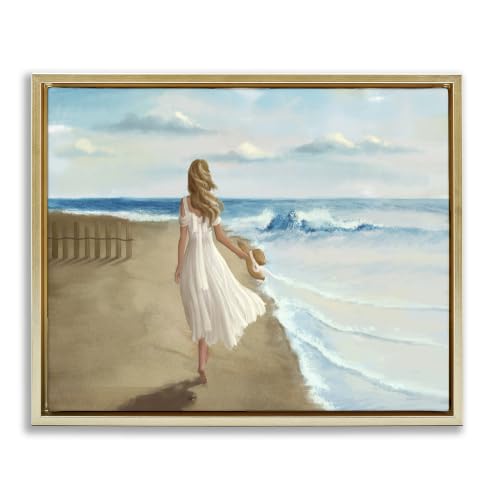 Beach Walk Coastal Landscape, 16 x 20 Inch Canvas in Floater Frame
