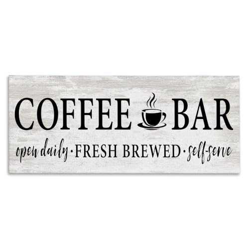Coffee Bar Cafe Rustic Sign Kitchen, 13 x 30 Inch Canvas Wall Art