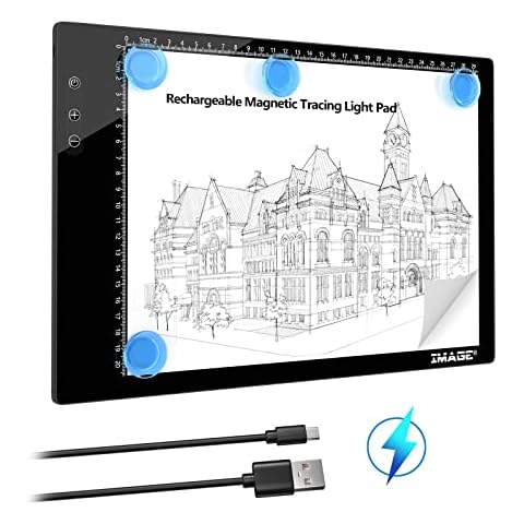 IMAGE A4 Leuchttisch wiederaufladbar LED Light Pad magnetisches Zeichenbrett mit Drucktaste Leuchtkasten zum Zeichnen Skizzieren Animation Malen Kopieren Cover