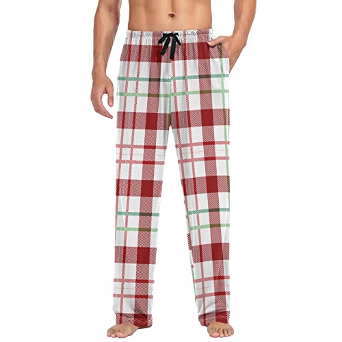 Plaid Men's Pajama Pants Lounge Pajama Bottoms with Pockets Lightweight Sleep Lounge PJ Bottoms3