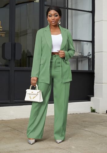 HuiSiFang Women's Pants Suits 2 Piece Blazer Set Dressy Work Office Professional Business Casual Outfits2