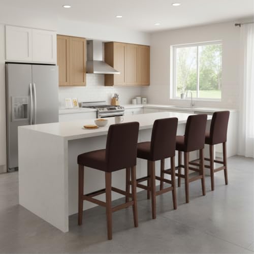 Image of Bar Stool Covers Counter Chair Slipcovers Set of 4,Coffee