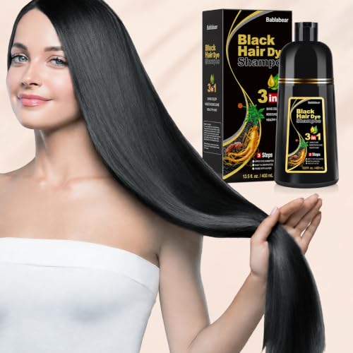 Bablabear Black Hair Dye Shampoo for Gray Hair,Hair Color Shampoo for Women and Men, Grey Coverage. Alternate view