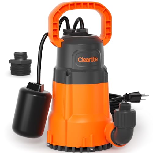 Image of Cleartide Submersible Water Sump Pump with Float Switch, 1 /2 HP 3060 GPH High Flow, Ideal for Yard and Flooded Cellar, Hot Tub, Garden Irrigation, Debris-Handling up to 3 /8 inch
