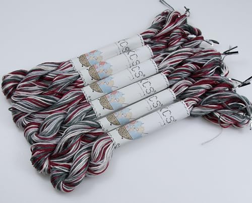Image of KCS Big skeins of 25 Meters Size 25 Color Variegated Cross Stitch Stranded Threads,6 skeins,4513