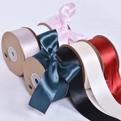 WRAPAHOLIC Ivory Solid Satin Ribbon 1 1/2 Inch, 25 Yards Craft Fabric Polyester Ribbon for Gift Wrapping Birthday Wedding DIY Hair Accessories Floral Bouquets by WRAPAHOLIC - Image 3
