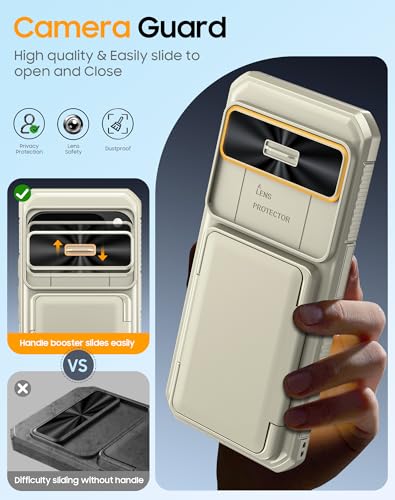 oupeigar for Google Pixel 10 Pro XL Case with Card Holder & RFID Blocking & Sliding Camera Cover & Kickstand Non-Slip Full-Body Shockproof Wallet Phone Case for Pixel 10 Pro XL (Titanium Glod) - image 6
