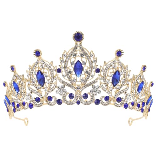 Couronne de cristal en alliage bleu Homoyoyo diadème de mariage de luxe