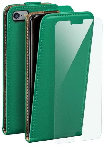 moex Premium Case avec Film pour iPhone 6s / 6 - Étui à Rabat Vert Foncé