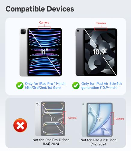 Image of iGluz 2 Pack for iPad Pro 11 inch(4th 3rd 2nd 1st Gen) iPad Air 10.9 inch(5th 4th Gen) 9H+ Tempered Glass Screen Protector with Easy-Install Box[12FT Military Grade Shatterproof] HD Clarity,Scratch Resistant