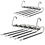 ズボンハンガー 2本セット スラックスハンガー ズボン収納 すべらない 折りたたみ 省スペース ステンレス 軽量 縦横両用 物干し 洗濯 整理 OMAYOU (５段)