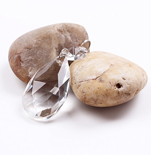 Bihrtc 12Pcs38Mm Clear Crystal Teardrop Chandelier Prisms Parts Hanging Galss Crystal Pendants Beads +50Pcs Metal Split Ring + 50Pcs 14Mm Octagonal Beads #TOP2