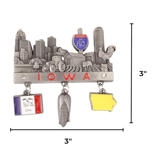 Imán de Iowa con amuletos, coleccionable, 3 x 3 pulgadas miniatura 6