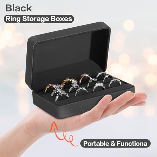 Kukuvr RING06 Velet Ring Storage Box For Multiple Rings, Travel Jewelry Ring Stud Earrings Holder Case, 3 Slot Portable Ring Display Organizer Case thumb #1