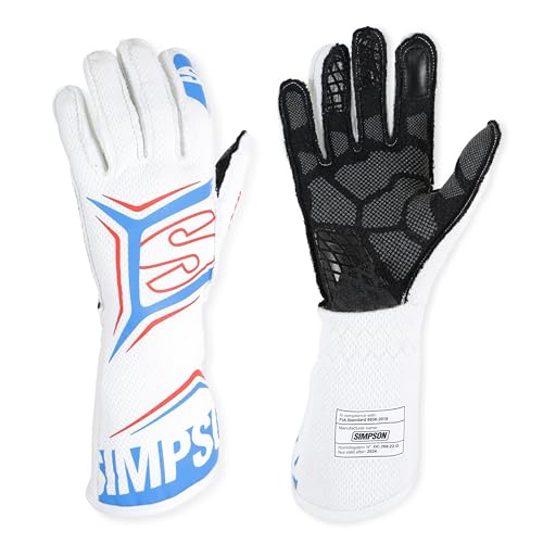 Simpson Racing MGLW Magnata Gloves White/Blue Large - Pair