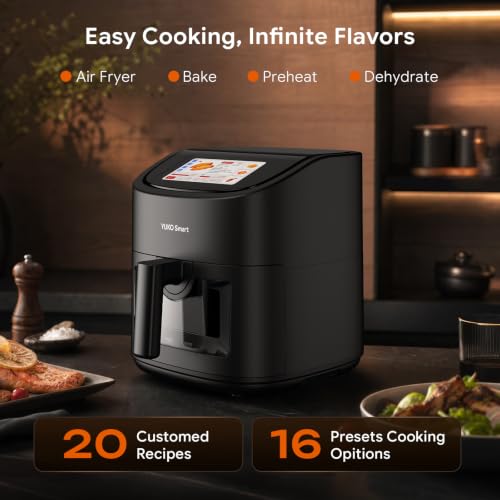 Image of 6.3 QT Air Fryer, 16-in-1, LCD Touchscreen, Viewing Window | Heating System up to 400F Precise Heat for Even Results, Dishwasher-Safe & Nonstick, Black